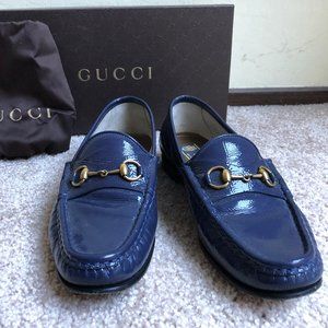 Gucci Vernice Naplack Uniform Blue Loafers
